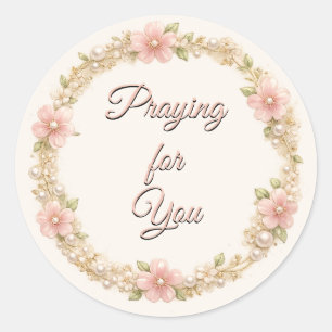 Sticker Rond Couronne florale perle Élégante pastel