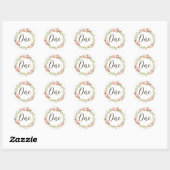 Sticker Rond Couronne florale rose Chic Fille 1er Anniversaire (Feuille)