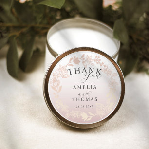 Sticker Rond Couronne florale rose élégante, cadeau de mariage
