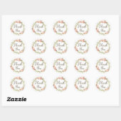 Sticker Rond Couronne florale rose merci mariage anniversaire (Feuille)