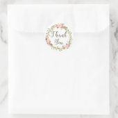 Sticker Rond Couronne florale rose merci mariage anniversaire (Sac)