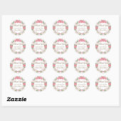 Sticker Rond Couronne florale rose pâle délicate Script Merci (Feuille)