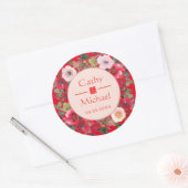 Sticker Rond Couronne florale rouge mariage chinois moderne (Enveloppe)
