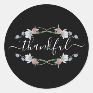 Sticker Rond Couronne florale sauvage, Thanksgiving