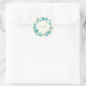 Sticker Rond Couronne florale verte Aqua personnalisée avec un (Sac)