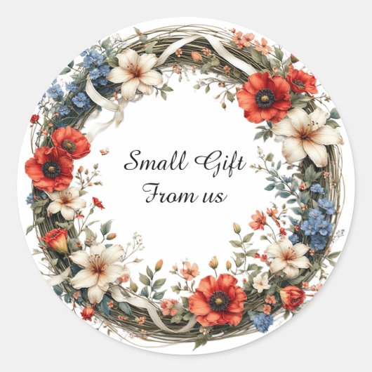 Sticker Rond Couronne florale vibrante (Devant)