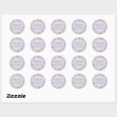Sticker Rond Couronne florale violette rustique monogramme (Feuille)