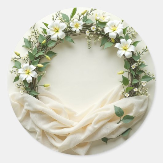 Sticker Rond Couronne nuptiale avec tissu en bas (Devant)