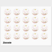 Sticker Rond Couronne | Papillons Merci floral rose (Feuille)