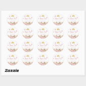 Sticker Rond Couronne | Papillons rose Floral Merci d'anniversa (Feuille)