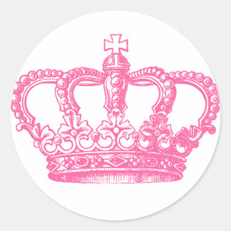 Sticker Rond Couronne rose