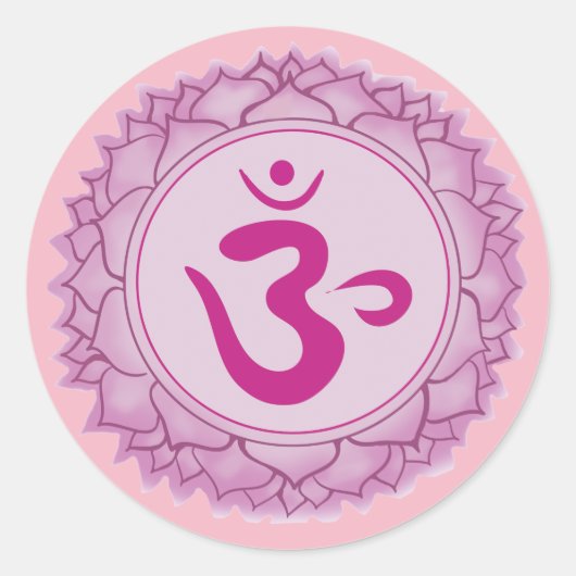Sticker rond Couronne rose chakra classique, brill (Devant)
