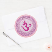 Sticker rond Couronne rose chakra classique, brill (Enveloppe)