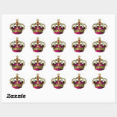 Sticker Rond Couronne rose et or (Feuille)