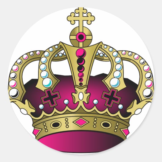Sticker Rond Couronne rose et or (Devant)