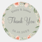 Sticker Rond Couronne rose verte et romantique (Devant)