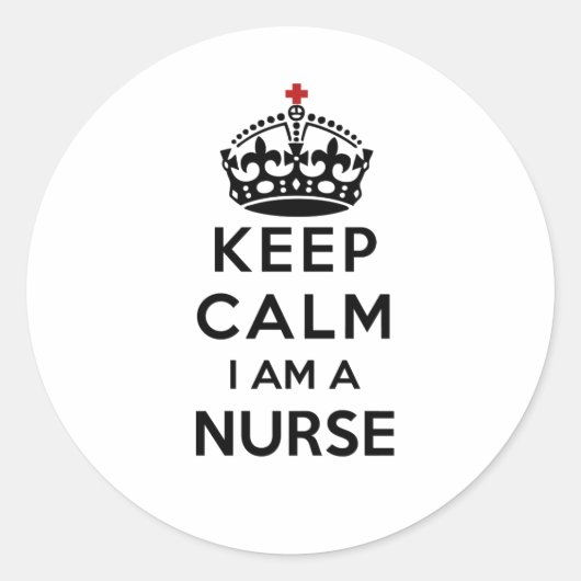 Sticker Rond couronne rouge Conserver le calme Je suis infirmiè (Devant)