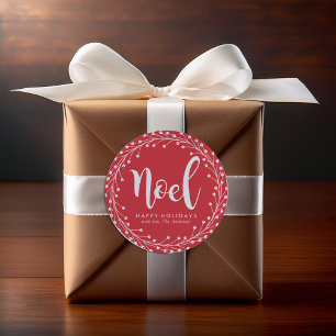 Sticker Rond Couronne rouge de Noël