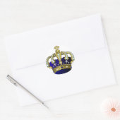 Sticker Rond Couronne royale bleue et or (Enveloppe)