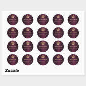Sticker Rond Couronne royale d'or bordeaux (Feuille)