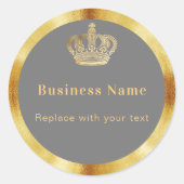 Sticker Rond Couronne royale d'or gris d'affaires (Devant)