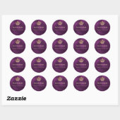Sticker Rond Couronne royale d'or violet (Feuille)