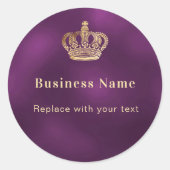 Sticker Rond Couronne royale d'or violet (Devant)