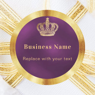 Sticker Rond Couronne royale d'or violet
