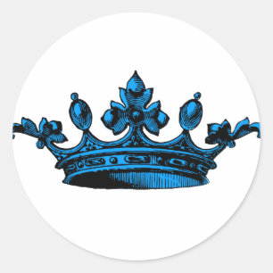 Sticker Rond Couronne royale en bleu clair Prince, Princesse, R