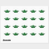 Sticker Rond Couronne royale en vert citron. Prince, Princesse, (Feuille)