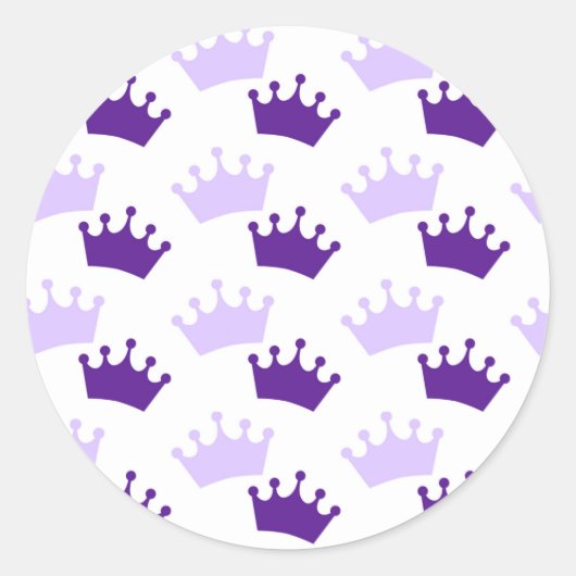 Sticker Rond Couronne Royale Violette Baby Shower Conte de Fées (Devant)