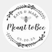 Sticker Rond Couronne Rustique Pot de Miel en Faveur de Mariage (Devant)