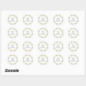Sticker Rond Couronne verte aux fleurs bordeaux | MARIAGE (Feuille)