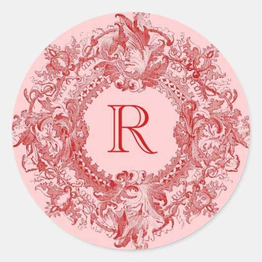 Sticker Rond Couronne vintage de fleurs rouges (Devant)