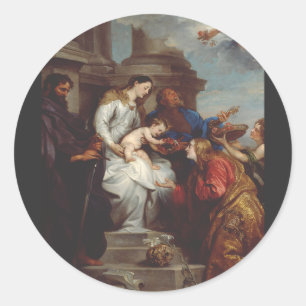 Sticker Rond Couronnement de sainte Rosalie par Antoine van Dyc