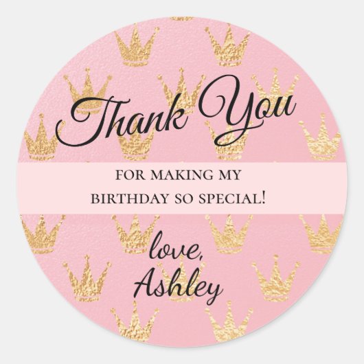 Sticker Rond Couronnes d'or de Princesse Royale Merci (Devant)