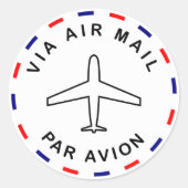 Sticker Rond Courrier aérien inspiré par Retro / par avion auto (Devant)