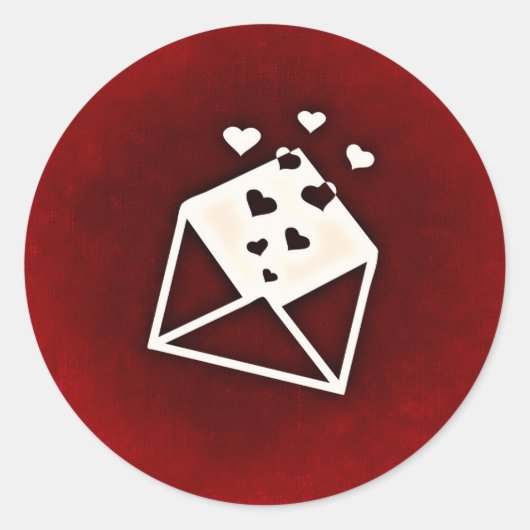 Sticker Rond Courrier mignon avec coeur d'amour Saint-Valentin (Devant)