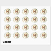 Sticker Rond Courrier papillon vintage (Feuille)