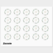 Sticker Rond Cours de Baby Shower Mariage Aquarelle Eucalyptus  (Feuille)