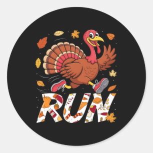 Sticker Rond Course à pied drôle de 5 km Trot de dinde Thanksgi