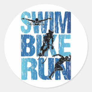 Sticker Rond Course à vélo de natation - Triathlon Vintage