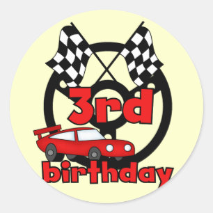 Sticker Rond Course automobile 3e anniversaire Tshirts et cadea