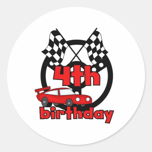 Sticker Rond Course automobile 4e anniversaire (Devant)