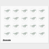 Sticker Rond Course de chevaux gris cendré (Feuille)
