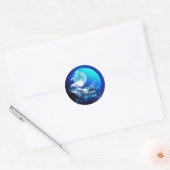 STICKER ROND COURSE DE LUNE BLUE TURTTUE SEA (Enveloppe)