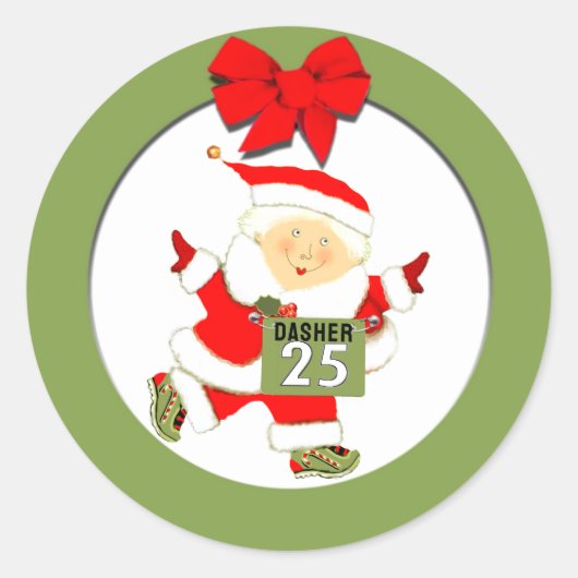 Sticker Rond Course de Noël de Runner (Devant)