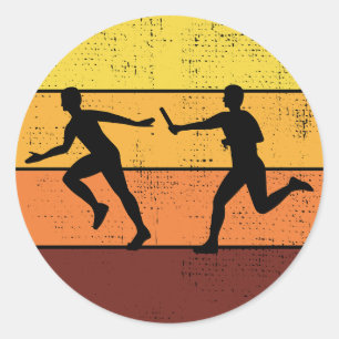 Sticker Rond Course de relais Athlète piste et course sur le te