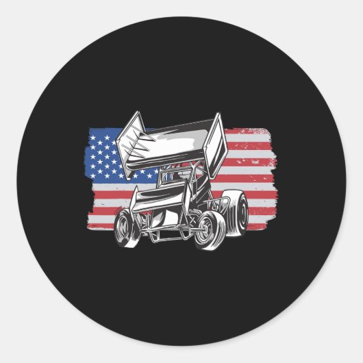 Sticker Rond Course de Sprint Car Drapeau USA (Devant)
