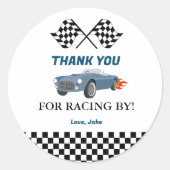 Sticker Rond Course de voiture Baby shower bleu (Devant)